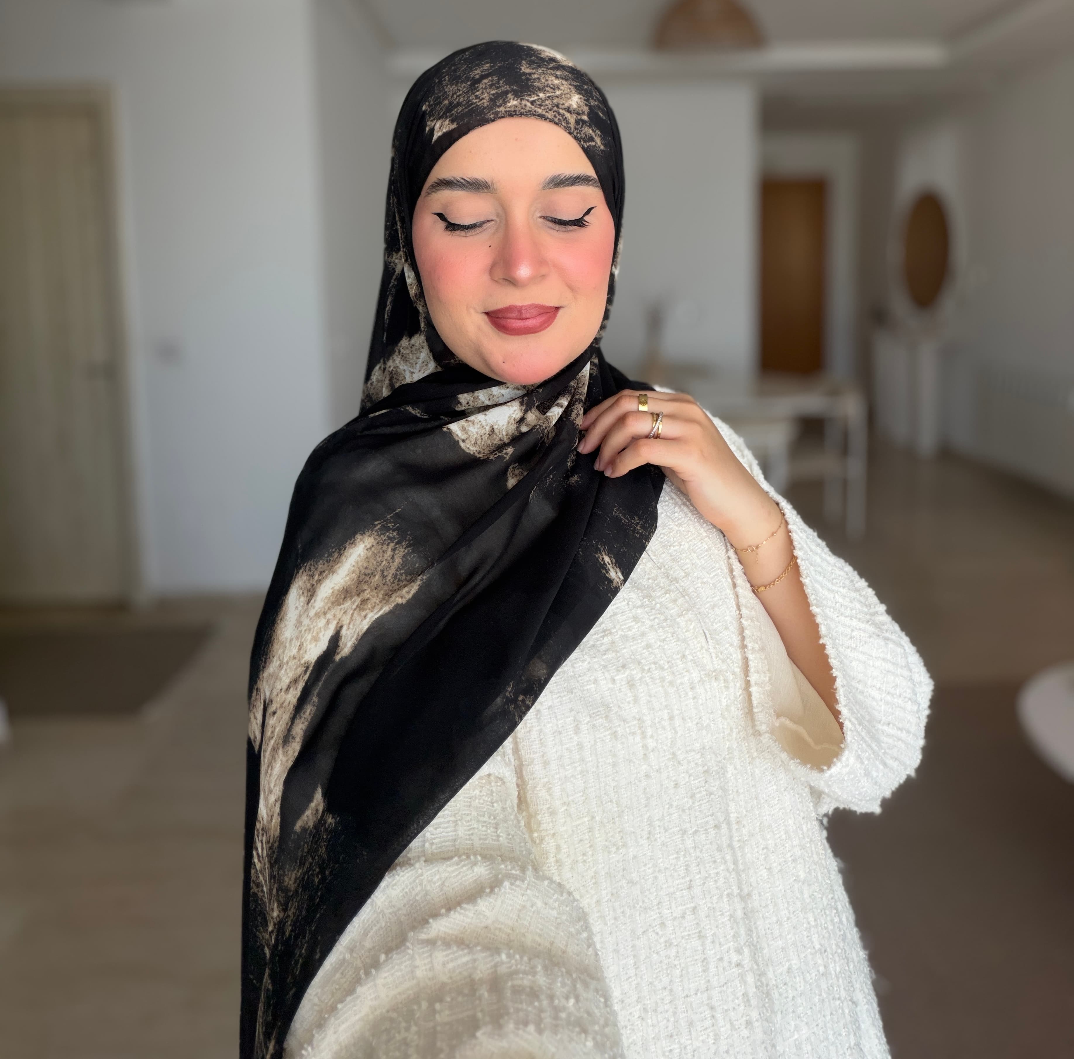 Printed Hijab Beige Thunder