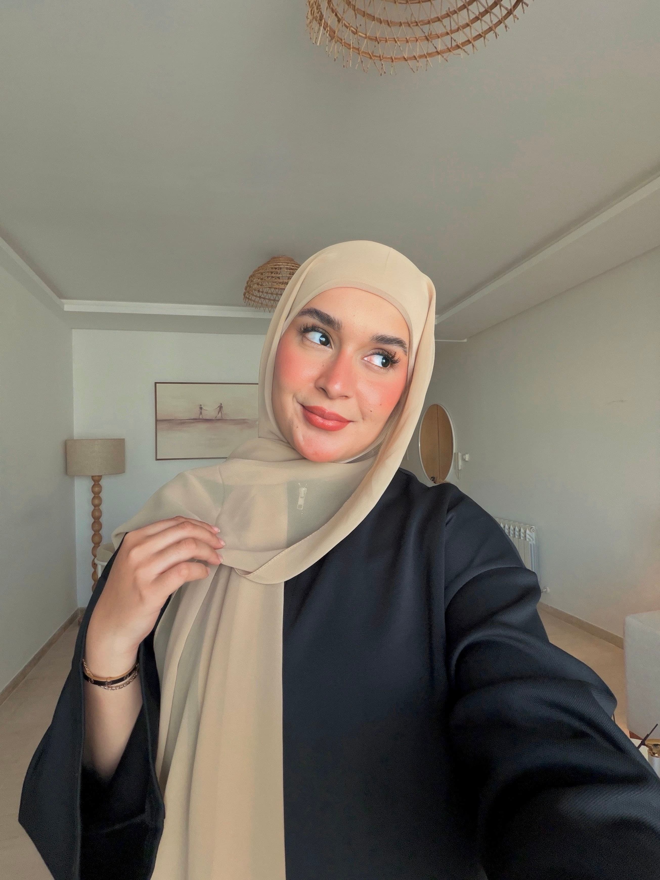 Chiffon Hijab With Bonnet Vanilla - image 1