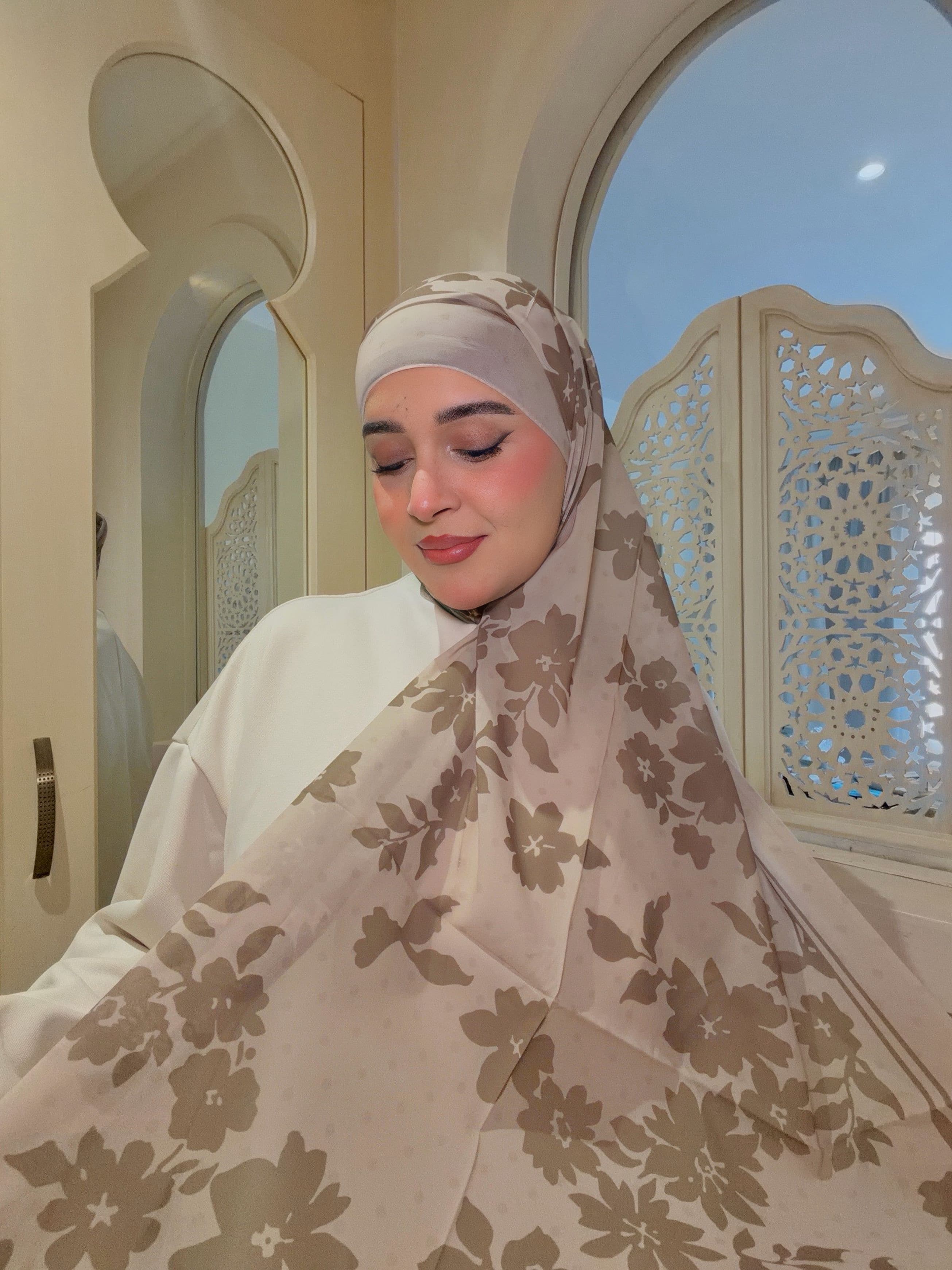 Taupe Fall Bloom Hijab. - image 1